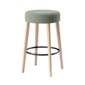 Modern Green Upholstered Bar Stool with Wooden Legs