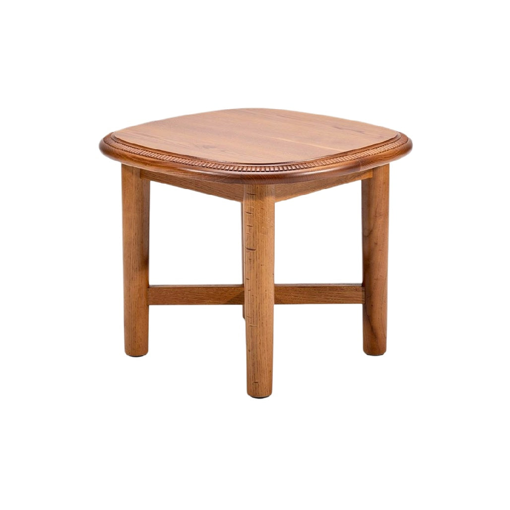 "Elegant Wooden Side Table with Rounded Edges"