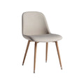 Stylish Beige Upholstered Chair with Wooden Legs
