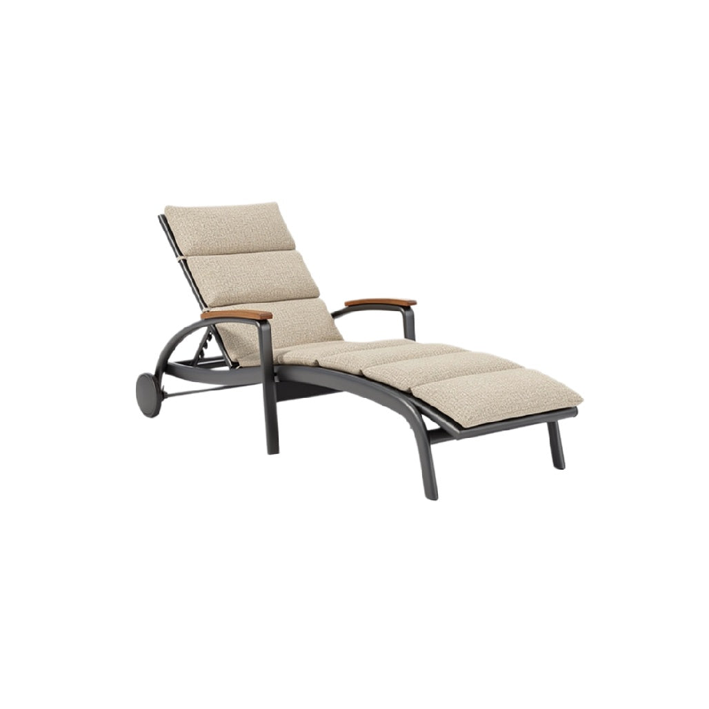 "Modern Adjustable Outdoor Lounge Chair with Wooden Accents"