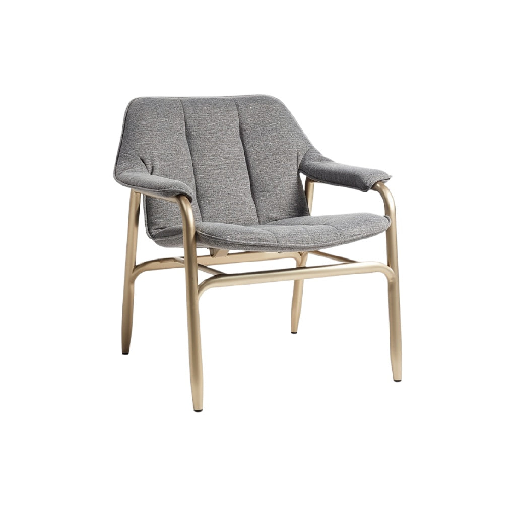 Stylish Gray Upholstered Armchair with Metallic Frame