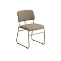 "Minimalist Brown Fabric Dining Chair with Metal Frame"
