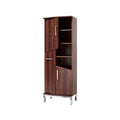 Corner Shelf Cabinet with Wood Finish and Metal Legs
