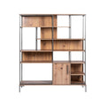 Modern Rustic Bookshelf with Open Shelves and Cabinet