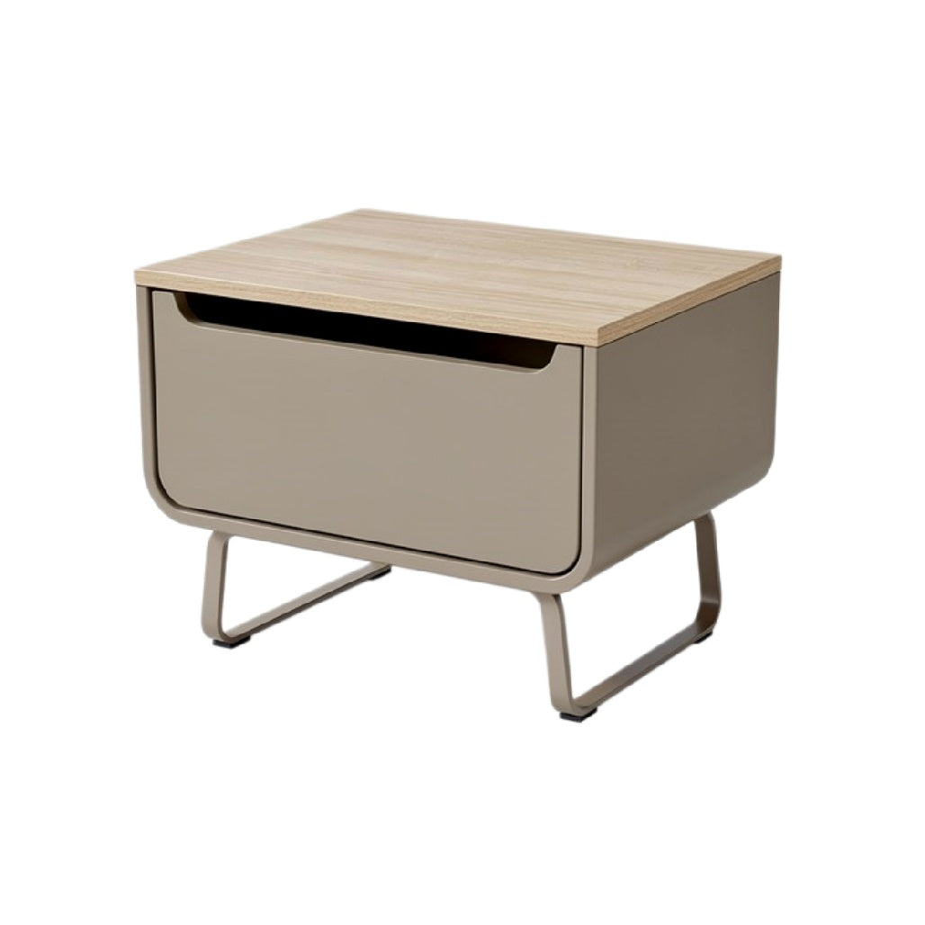 Sleek Modern Nightstand with Wood Top and Drawer Storage