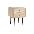 Modern Wooden Nightstand with Two Drawers and Black Legs