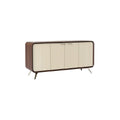"Mid-Century Modern Sideboard with Cream and Wood Finish"